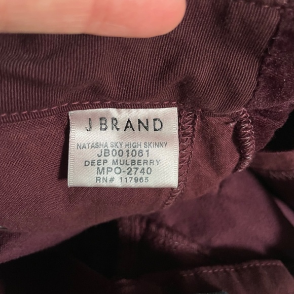 J brand velvet deep mulberry high rise skinny - Picture 7 of 13
